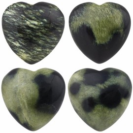 Shanxing Set of 4 25mm Natural Blossom Agate Mini Heart Crystal Stones, Polished Tumbled Crystal Puff Pack Love Heart Stone Gift Reiki Crystal Chakra Small Healing Pocket Worry Stone Heart Room Decor