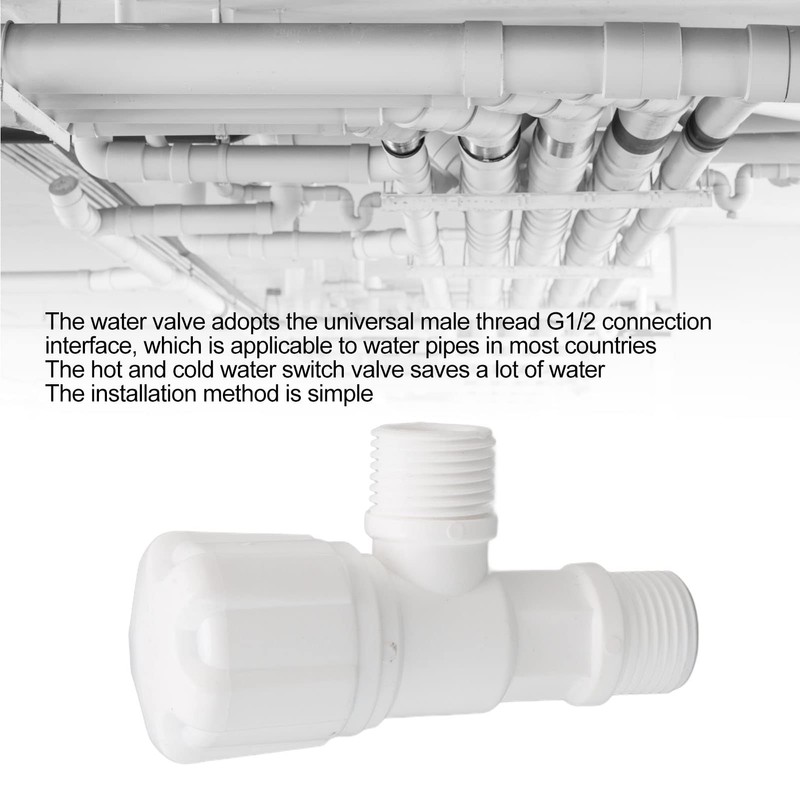 2 Pieces Plastic 3 Way Diverter Valve, G1/2 Male Thread