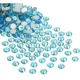 Jollin Glue Fix Crystal Flatback Rhinestones Glass Diamantes Gems for Nail Art Crafts Decorations Clothes Shoes(ss5 2880pcs, Aquamarine AB)