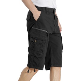 DGWZ Mens Elastic Waist Cargo Shorts Zipper Pocket Relaxed Fit Stretch Cotton Hiking Camo Cargo Shorts for Men