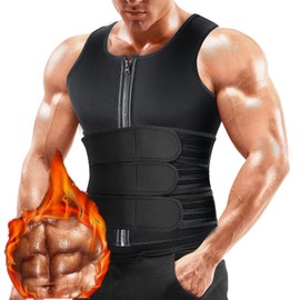 MITEGELO Chaleco Sauna, Chaleco para Sudar hombre, Triple Ajuste de Compresión del Vientre, Parte Superior Moldeadora, Ideal para Ejercicio de Gimnasio(XL)