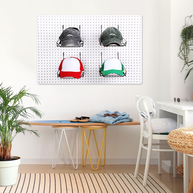 Yaocom 6Pcs Metal Hat Rack Display, Black, Wall Mounted, Multifunctional