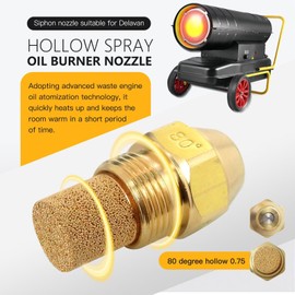 JRSHOME Upgraded Oil Burner Nozzle, 75-80A Hollow, Oil Nozzle, for oil boilers and oil furnaces, fine filter A HOLLOW Spray - Plumbing Pack Single Nozzle