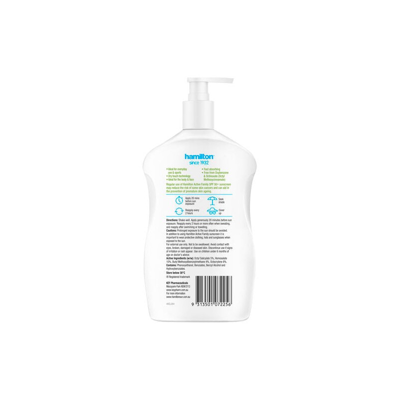 Hamilton Sun Active Family SPF50+ Lotion 500mL