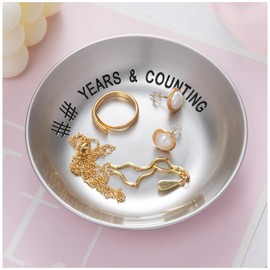Quany Life 10 Year Anniversary Tin for Her Him - Wedding Tin Jewelry Ring Holder Dish, 10 Year Anniversary Tin Gifts for Wife, Couple, Parents, Friend Her Him
