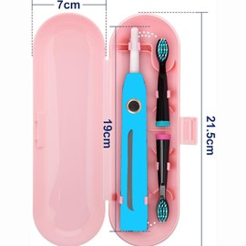 Bringsine Pack of 2 Plastic Travel Case Toothbrush Carrying Case Holder Container Compatible with Oral B Pro and also for Sonicare & Other Toothbrush-Blue&Pink