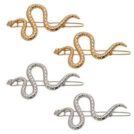 4PCS Snake Hair Clips for Women Vintage Silver Gold Snake Hair Barrette Metal Decorative Hairpins Gothic Punk Hair Accessories Headdress for Girls Bangs Side Clip