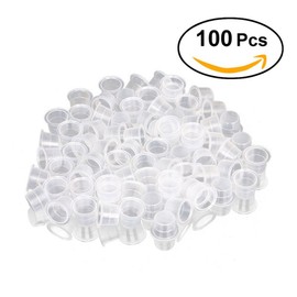 Tattoo Ink Cups, 100Pcs/Set Tattoo Ink Cup Pot Medium Large Plastic Microblading Pigment Accessories Holder Tattoo Supplies ​for Tattoo Ink (M)