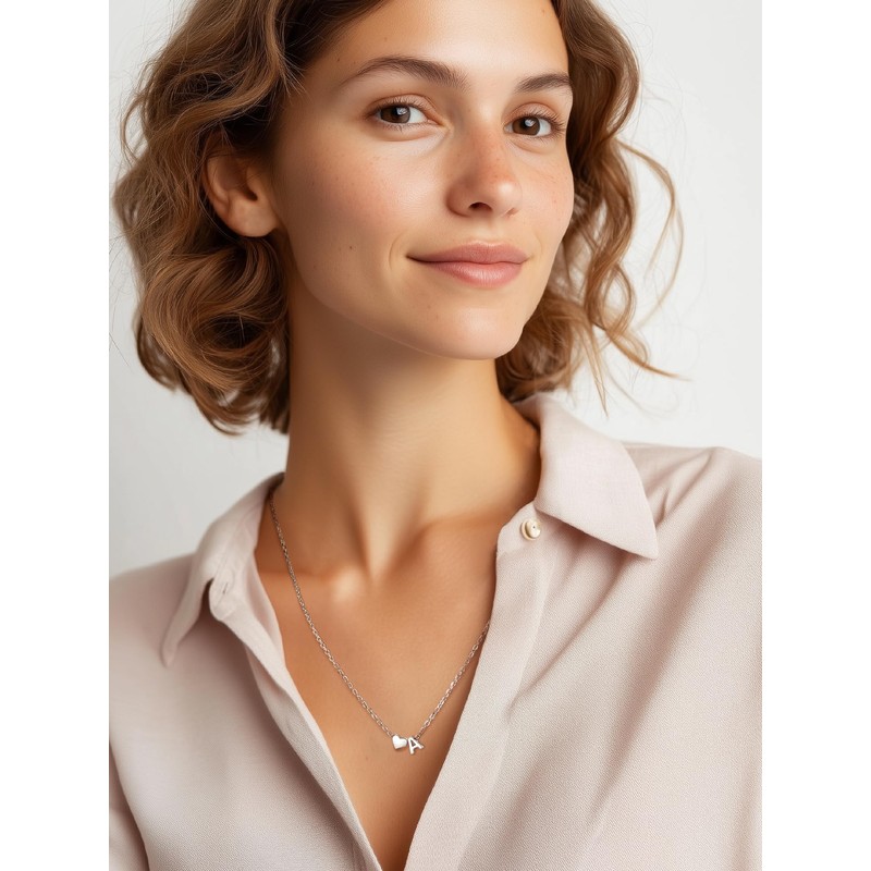 PROSILVER Letter A Initial Necklace for Women, 925 Sterling Silver