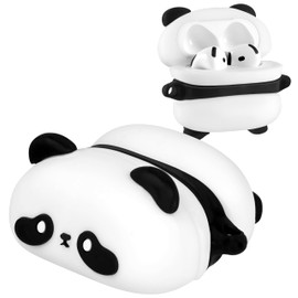 Coralogo for AirPods 4 Case with Keychain - Fashionable Stylish for Women Girls 3D Silicone Cute Panda Design Kawaii Girly Girlish Unique Funny for Air Pods 4th Generation 2024 Cover