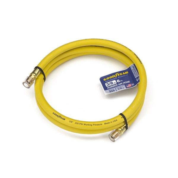 Goodyear 6' x 3/8" Rubber Whip Hose Yellow 250 PSI