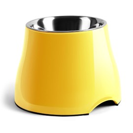 Fluffydream Elevated Dog Bowls,[Prevention of Vertebrae Disease] Non-Slip Dog Bowl with Stainless Steel Bowl,High Capacity Dog Food Bowls (LemonYellow, M (540ML / 2 Cups))