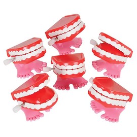 The Dreidel Company Wind Up Teeth Chomping & Chattering Teeth Toys for Kids Birthday Party Favors, Novelty and Gag Gifts, 1.75" Inches (4-Pack)