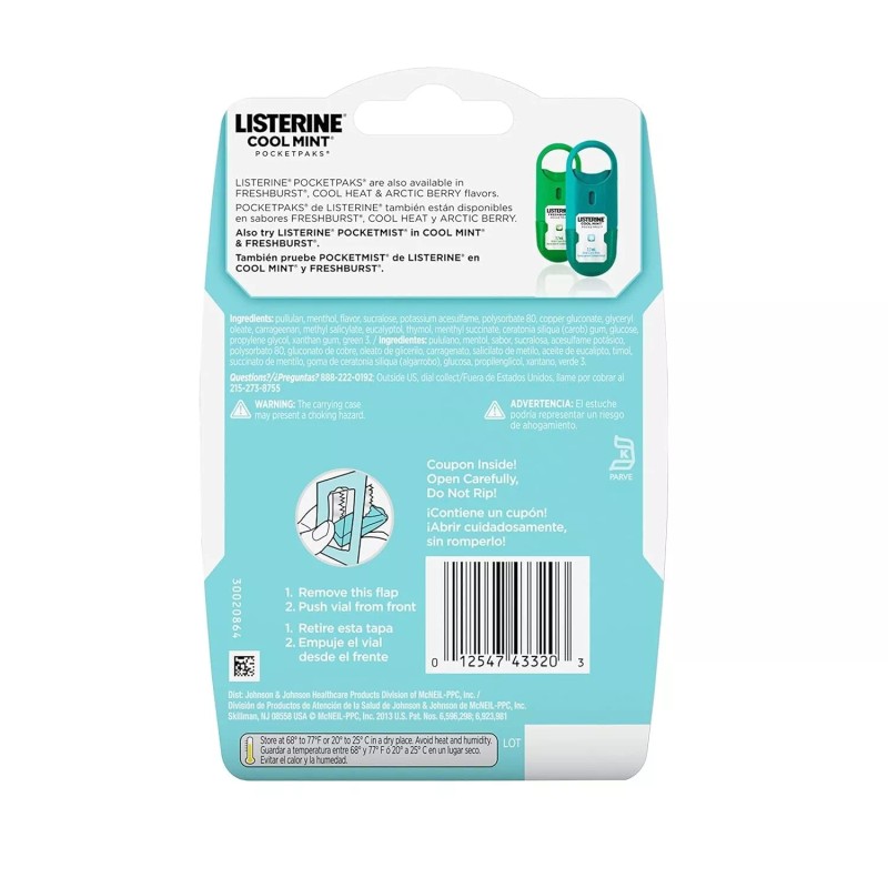 Listerine Cool Mint Pocketpaks Breath Strips Kills Bad Breath Germs