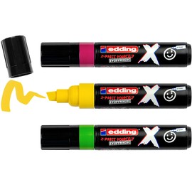 edding X multi marker - candy color set - 3 acrylic paint pens - chisel nib 2-10 mm - acrylic paint markers for drawing on t-shirts, sneakers, phone-cases and more