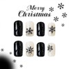 Medium Press on Nails Square Black White Fake Nails with