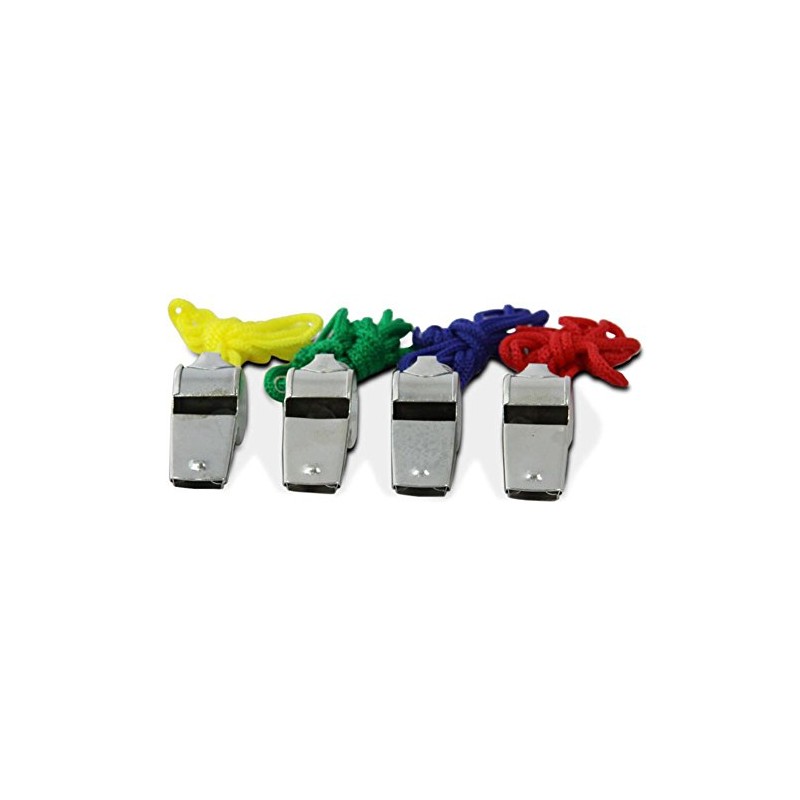 Metal Referee Whistles with Cord, 5 Pack