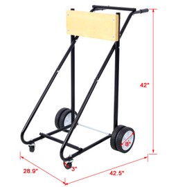 Outboard Boat Motor Stand,Small Outboard Stand on Wheels 315lbs Weight Capacity,Boat Motor Stand Cart Dolly Wood Color