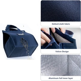 Yhuasia Tragbare Isolierte Lunchbox Tasche, Bento Handtasche, Lunchbox Tasche, Rechteckige Aluminiumfolie Lunch Bag, für Picknicks und Mittagessen (Marineblau)