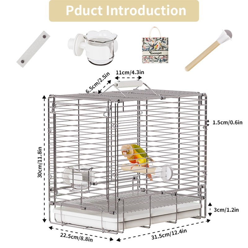 YOOSO WING Bird Carrier Travel Cage - Stainless Steel Portable