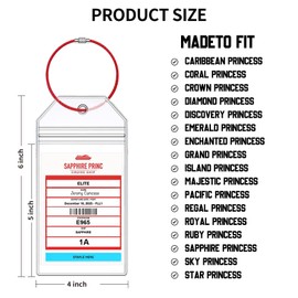 Princess Cruise Luggage Tag Holders, Zip Seal Clear Cruise Luggage Tags Holder with Steel Loops Fit for All Princess Cruise Line Ship & Itineraries Tags in 2023 & 2024 (6 Pcs with 6 Colors Ring)