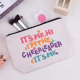 yaozeio Cheerleader Makeup Bag for Women Cheerleading Cosmetic Pouch for Daughter Friend Beginners Christmas Birthday Gifts for Coach Cheer Travel Toiletry bag Organizer Cheerleading Accessory