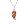 Gemstone Created Orange Brown Fire Opal Inlay Nature Leaf Pendant