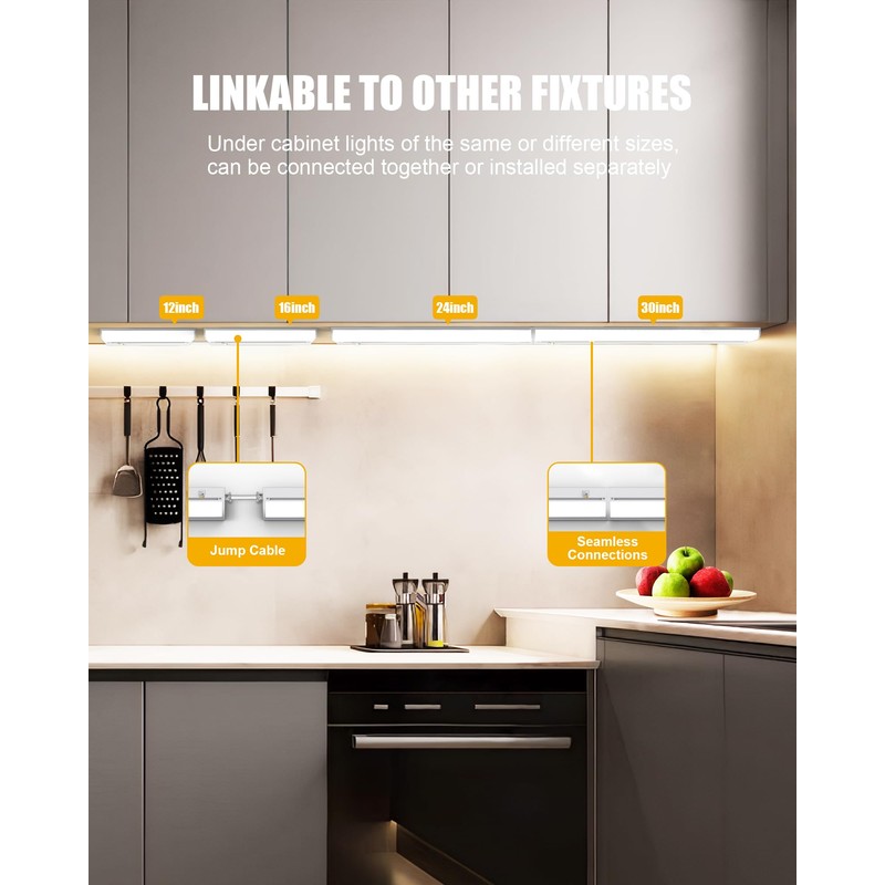 Aulaidik Hardwired Under Cabinet Lighting 30'', 3CCT Daylight with Triac