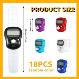 Vegena Pack of 18 Finger Counter, Digital Finger Counter, Electronic Finger Counter Round Counter, Mini Hand Counter, Clicker Finger Counter for Inventory Sports Marketing Golf Blow Counter (Random