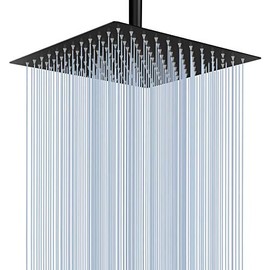 Voolan Rain Shower Head - 12 Inches Large Rainfall Shower Head Made of 304 Stainless Steel - Perfect Replacement For Your Bathroom Shower Heads (Black)