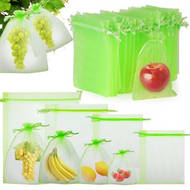 Irenare 60 Pcs Fruit Protection Bags Fruit Netting Bags Fruit Net with Drawstring Penetrating Light Fruit Bags Fruit Tree Netting Fruit Cover Mesh Bag for Plant Fruit Flower Vegetable (6 x 8 Inch)