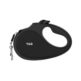 TUG 360° Tangle-Free, Heavy Duty Retractable Dog Leash for Up to 110 lb Dogs; 16 ft Strong Nylon Tapen; One-Handed Brake, Pause, Lock (Large, Black)