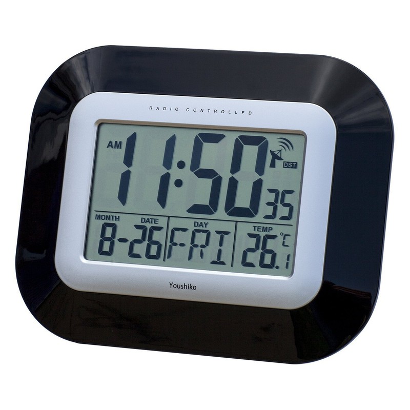 Youshiko Radio Controlled LCD Wall Mountable and Desk Clock (UK