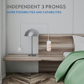 EVOELEC Steckdose Sinzeln Schaltbar Steckdosenleiste mit Überstromschutz 16A 250V (1.5M, 3 Fach)