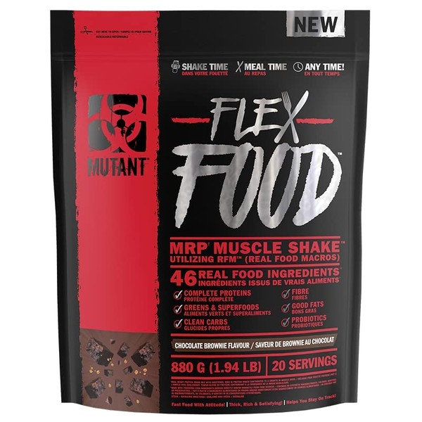 Mutant Flex Food| MRP complete Nutrition |Real whole food ingredients | Chocolate Brownie | 31 oz/1.94 lb | 20 serving