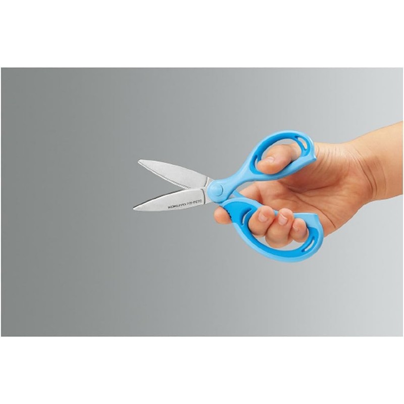 Kokuyo Aero Fit Saxa Scissors for Kids, Glueless Blue Hasa-P270B