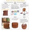 Thgonwid Unstuffed Faux Leather Pouf Cover, Handmade Footstool Ottoman Storage