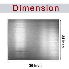 Oudain 24 x 30 Inch Stainless Steel Backsplash Kitchen Reversible Metal Backsplash Behind Stove Metal Sheet Panels with 4 Pre Drilled Holes and Screws for Wall Protector(2 Set)