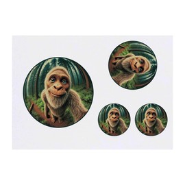 4 x 'Sasquatch Selfie' Temporary Tattoos - Water Resistant, Skin-Safe, Non-Toxic Transfers, Mixed Sizes (TO00081754)