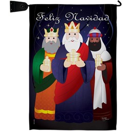 Feliz Navidad Garden Flag Set Mailbox Hanger Wintertime Nativity Three King Religious Holy Family Season Christian Small Decorative Gift Yard House Banner Double-Sided Imported 13 X 18.5