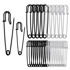 FF34 10Pcs 4 inch 10cm Extra Large Safety Pins Metal Heavy Duty Blanket Pins for Jewelry Crafts (Black)