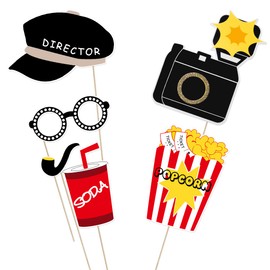 LUOEM Photo Booth Props Movie Night Photo Props Movie Party Decoration Supplies,Pack of 21