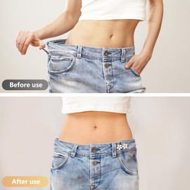 Frutain 8 Set Pant Waist Tightener Pearl Buttons Pins for Loose Jeans Waist Cincher Clip Reusable Pearl Brooch for Clothing Dresses Skirts No Sewing and Tool Decoration Accessories