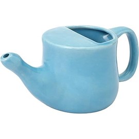 Ancient Impex Ceramic Neti Pot, Spill Proof with 5 Sachets Neti Salt - Sky Blue Color, Holds 400 ML (13.5 FL Oz)