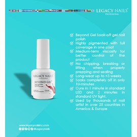 LEGACY NAILS Professional BEYOND GEL SOAK-OFF GEL NAIL POLISH - Full Coverage, Highly Pigmented, Gel Nail Polish, Professional-Grade, Chip-Free, Long-Lasting (BEYOND GEL - BUTTERLFY 1/2 OZ)