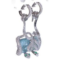 MS-403 Schlange silber blau, Glamouröse Ohrringe mit Strass Kristallsteine, Modeschmuck