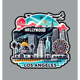 Texas Hart Designs Los Angeles Original Art Die Cut Glossy Fridge Magnet