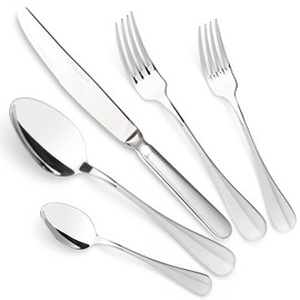 dokaworld Stainless Steel Flatware - Silverware Set for 8-40 Piece Cutlery Set - 18/10 Flatware Set - Silverwear Set - Dinnerware Stainless Steel Flatware Set - Spoons and Forks Set Stainless Steel