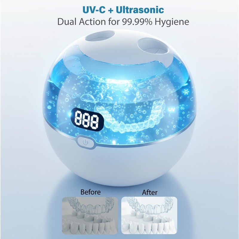 Ultrasonic Retainer Cleaner Machine with Digital Timer, 45kHz Deep Cleaning