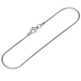 NKlaus Necklace 1.2 mm wide snake chain round 925 silver necklace silver chain, Sterling Silver